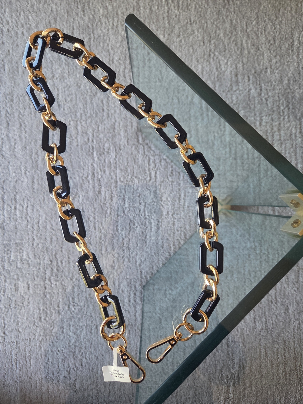 Gold & Black Link Chain Handbag Strap with Lobster Clasps - NWT